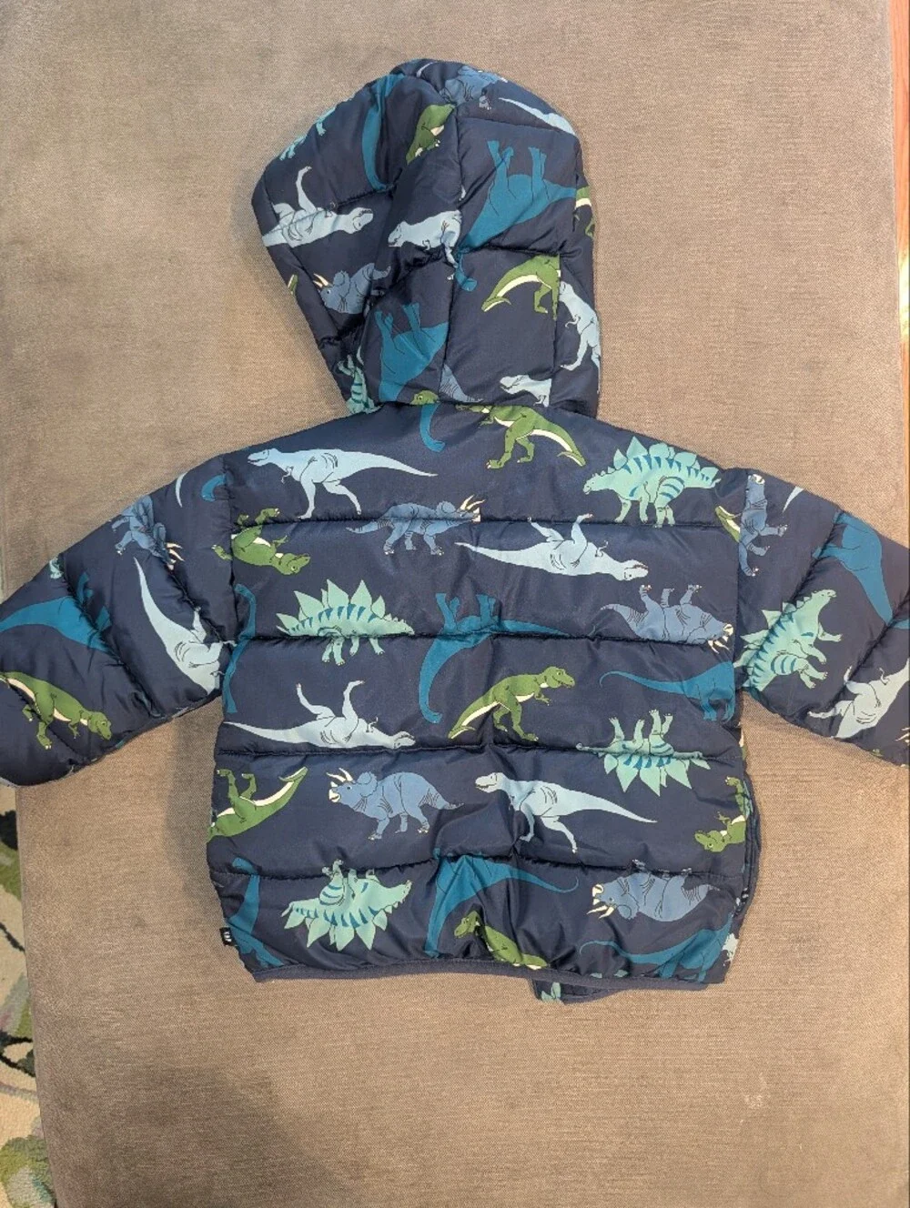 Kids Gap Dinosaur Puffer Jacket - Navy/Blue/Green